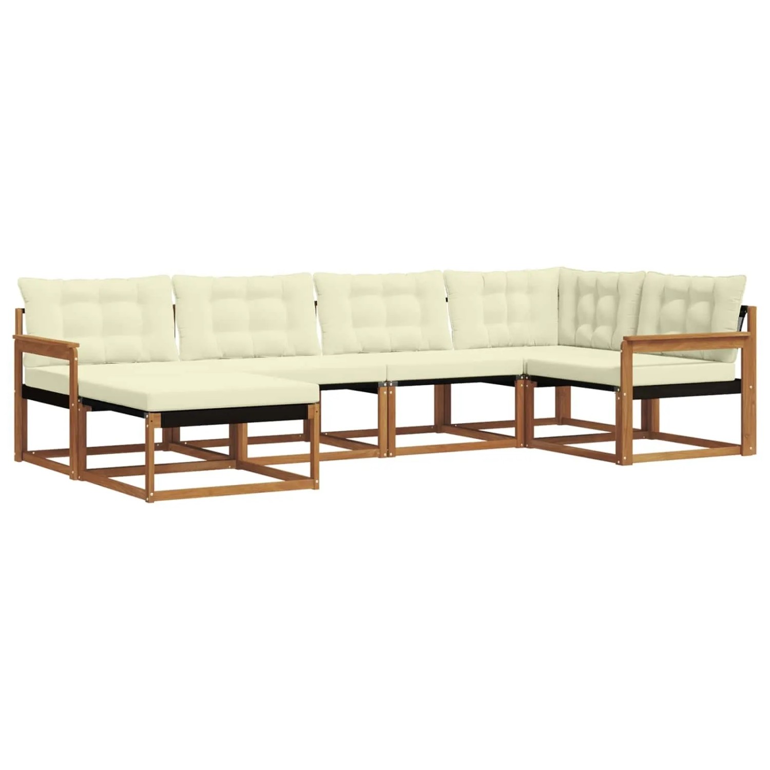 vidaXL Outdoor-Sofagarnitur 18-Tlg Natur und Creme Massivholz Akazie 3369617