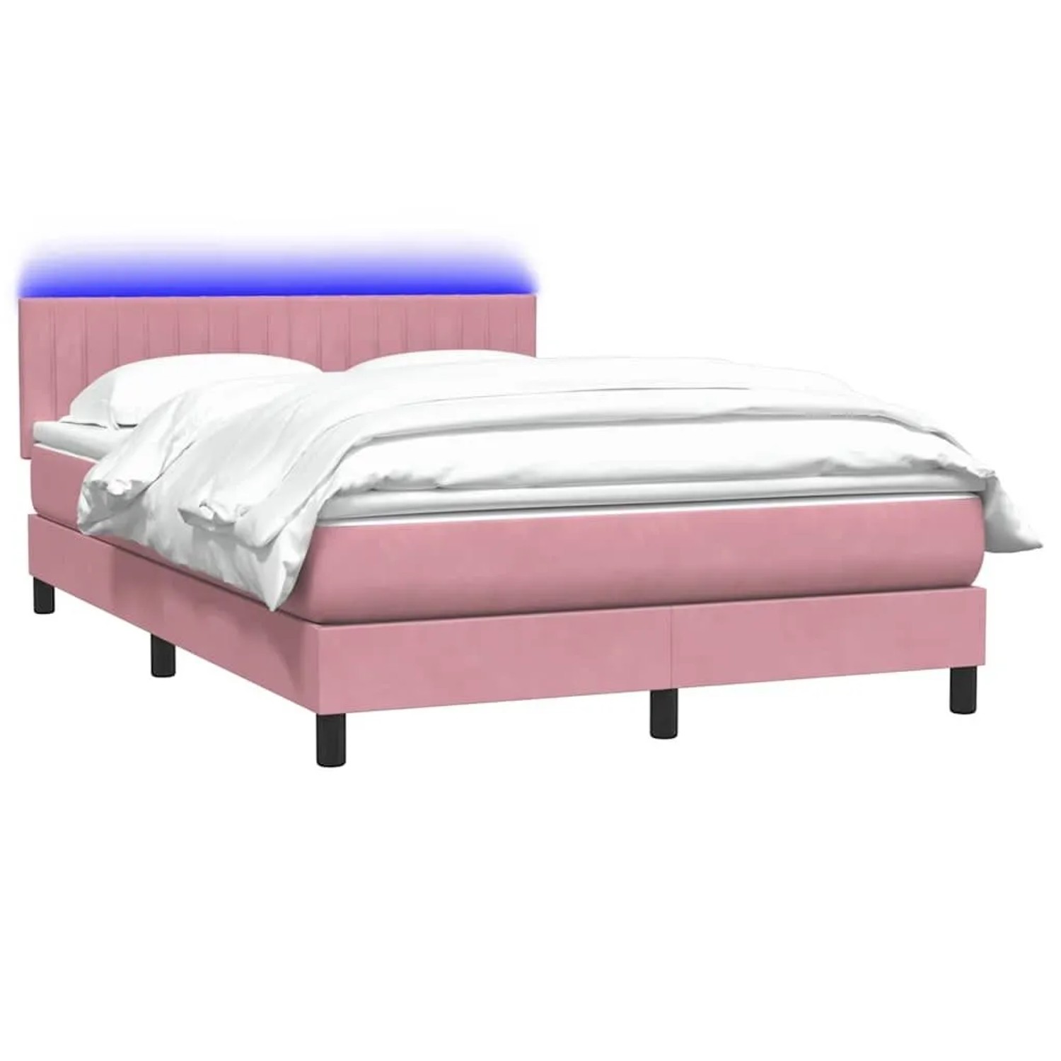 vidaXL Boxspringbett mit Matratze & LED Rosa 140x220 cm Samt 3317126 günstig online kaufen