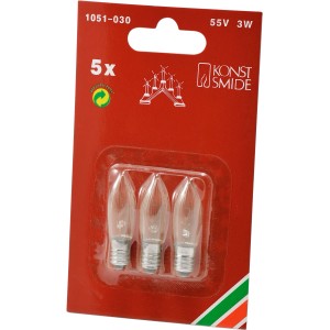 Konstsmide Ersatzbirnen, 3 Stück, 55V 3W, warmweiß für Innen-Lichterketten.