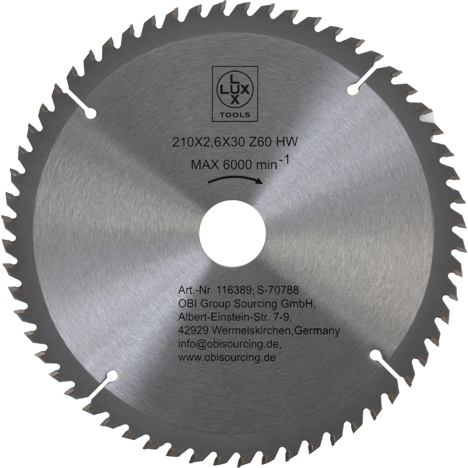 LUX-TOOLS HM-Kreissägeblatt 210 mm x 30 mm 60 Z