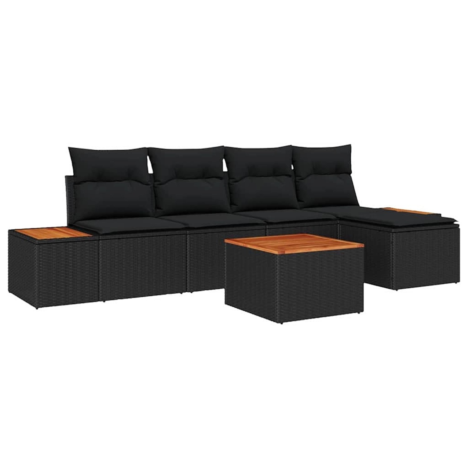 vidaXL Garten-Sofa-Set mit Kissen 6-Tlg Schwarz Poly Rattan 3348069 günstig online kaufen