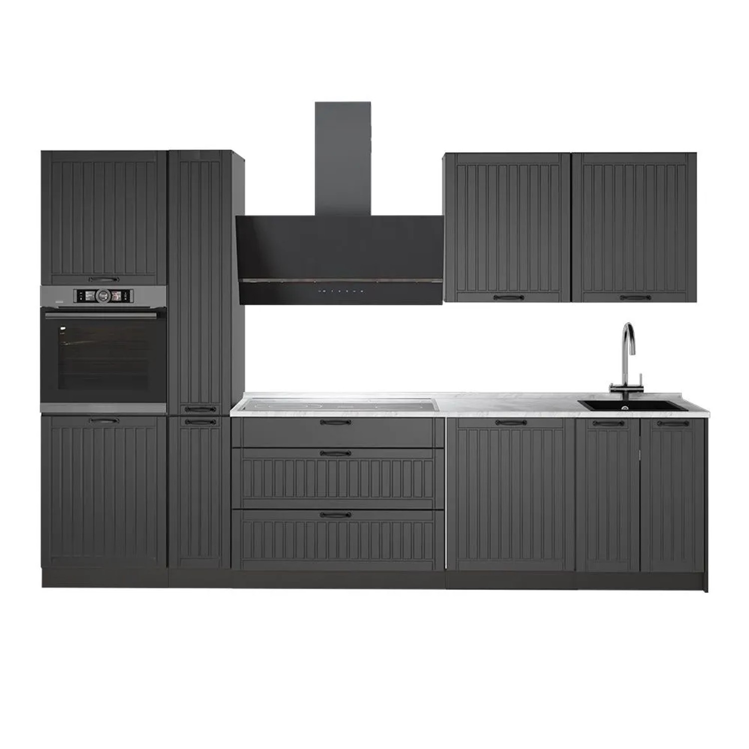 Vicco Küchenzeile Fame-Line Dunkelgrau/Anthrazit 310 x 207 AP Marmor Art Nr 64259