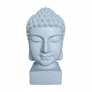Relaxdays Buddha Kopf Polyresin Weiß Wetterfest Frostfest UV-beständig 70 cm x 45 cm x 45 cm 3,8 kg