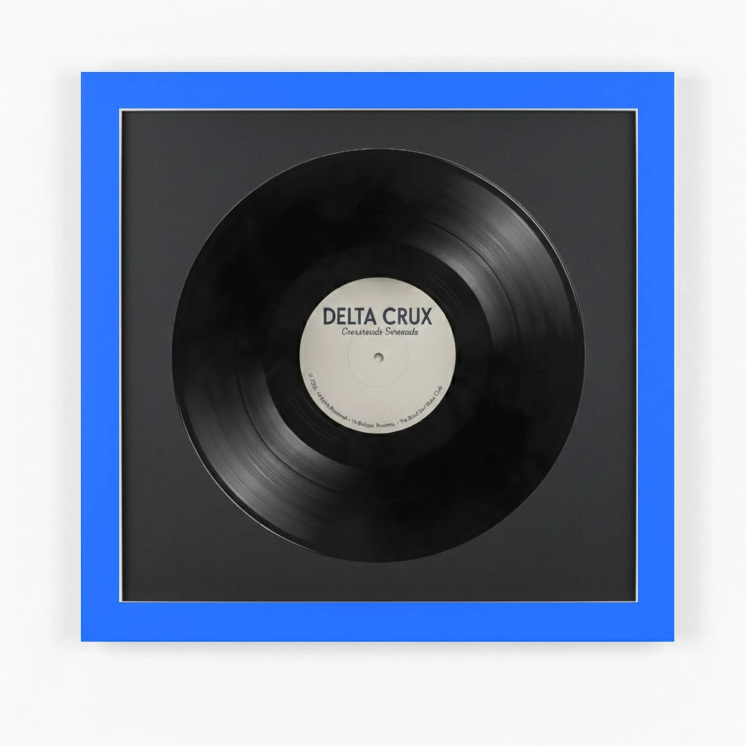 K-Möbel Schallplatten Rahmen Royalblau 40x40cm 2er Set mit Schwarzem Passepartout für die Vinyl