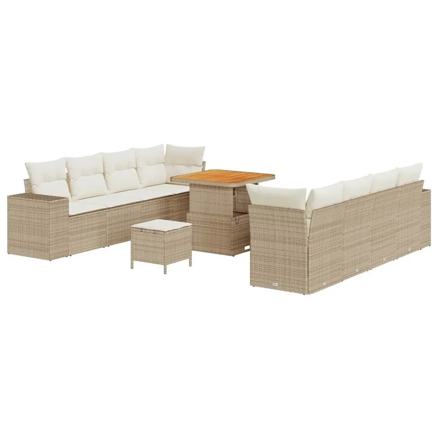vidaXL Gartensofa-set mit Kissen 11-Tlg Beige und Creme Poly-Rattan 3363926 günstig online kaufen