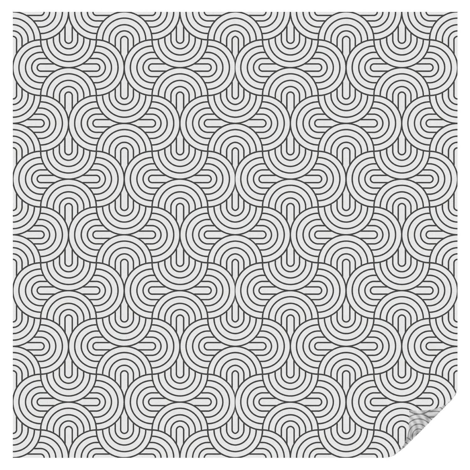 Tulup Fensterfolie Geometrische Halbkreise Milchglasfolie 100x100 cm Schwar günstig online kaufen