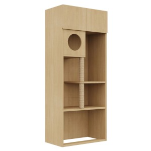 Merax Kratzbaumschrank 80x45x193 cm Naturholz Katzenmöbel Kratzsäule