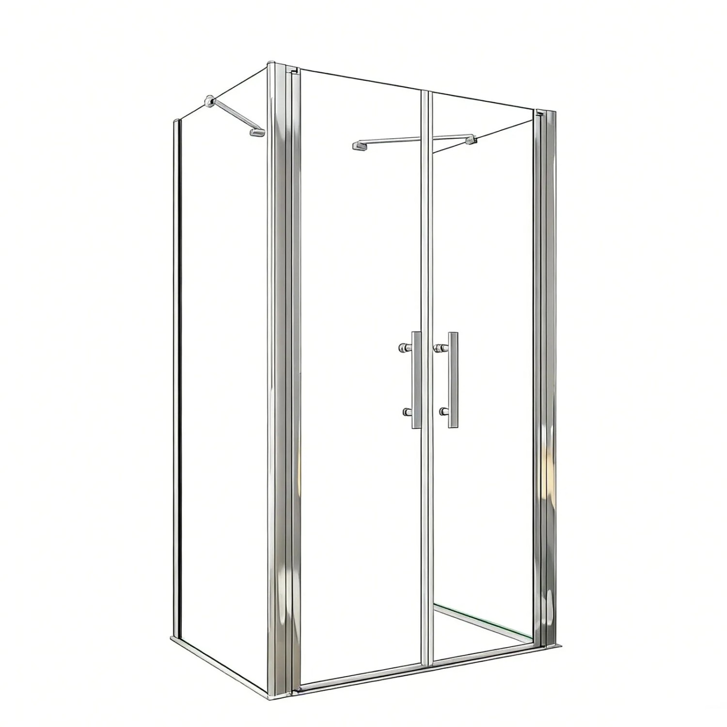 AICA U-Duschkabine Doppeltür 70x195cm Drehtür Duschtür 6mm Nano Glas mit 90x90x195cm Seitenwand Mit 2xStabilisator
