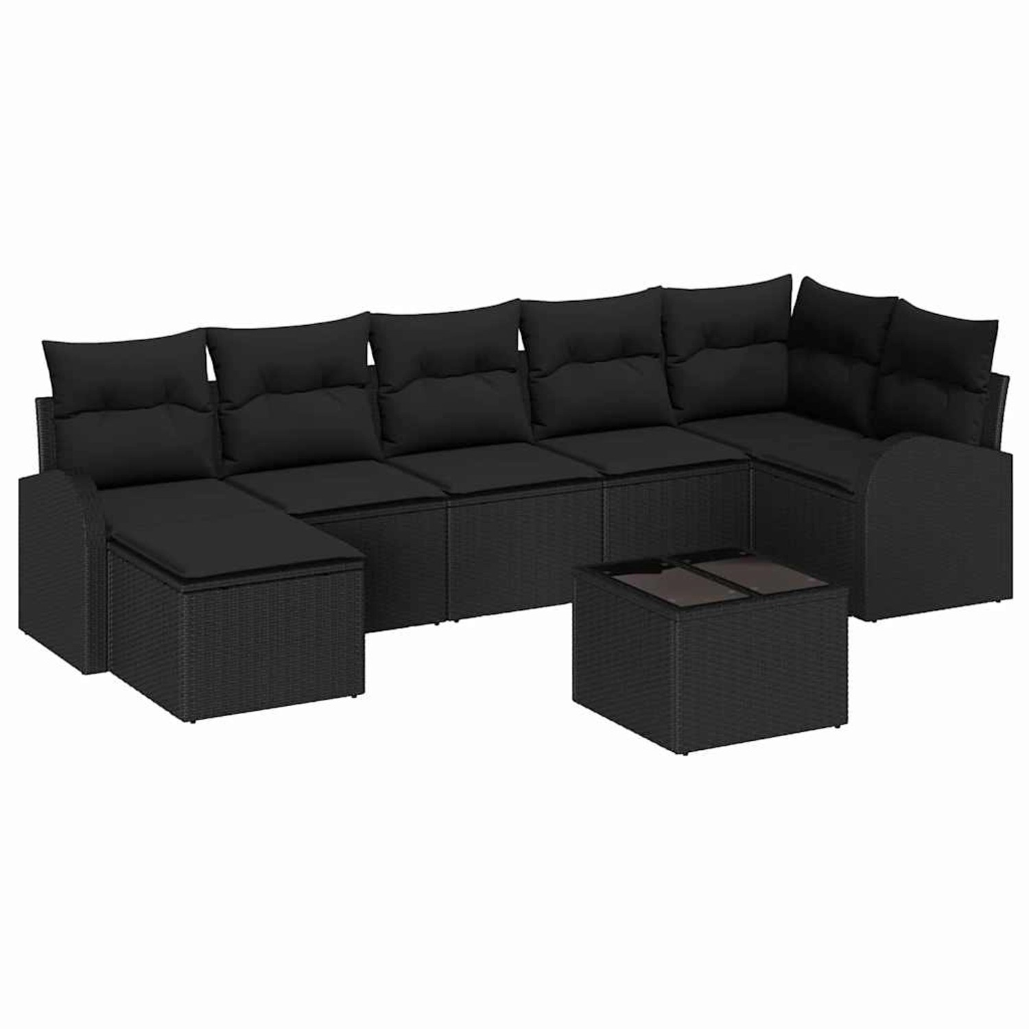 vidaXL Garten-Sofa-Set mit Kissen 8-Tlg Schwarz Poly Rattan 3346143 günstig online kaufen