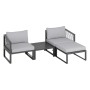 4-teiliges Lounge-Set Willa aus Aluminium in Anthrazit mit grauen Auflagen und Kissen.