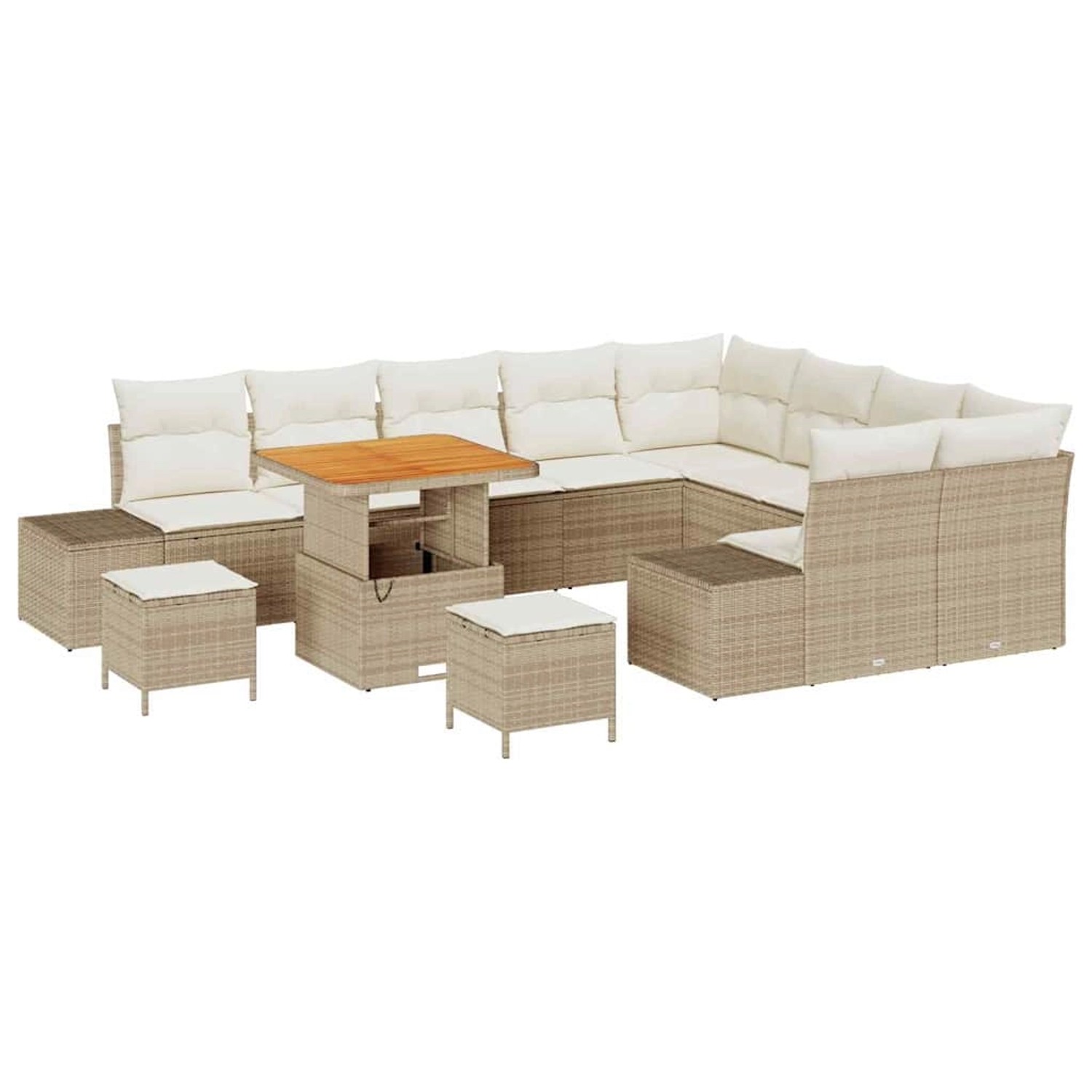 vidaXL Garten-Sofa-Set mit Speicher 12-Tlg Beige Poly Rattan 3362821 günstig online kaufen