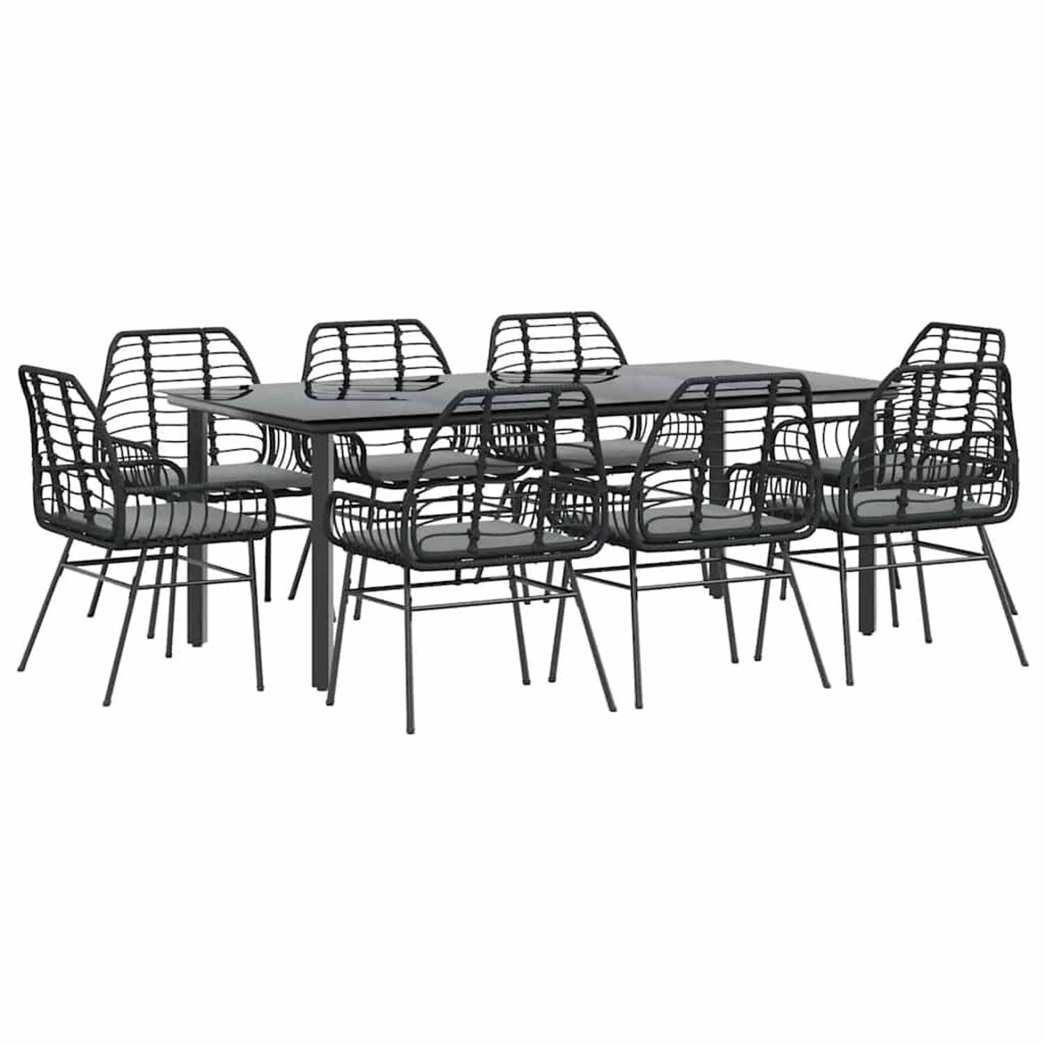 vidaXL 9-Tlg Garten-Essgruppe mit Kissen Schwarz Poly Rattan Glas 3334554 günstig online kaufen