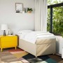 Cremefarbenes vidaXL Boxspringbett (90x190 cm) mit Matratze und Auflage im Schlafzimmer.