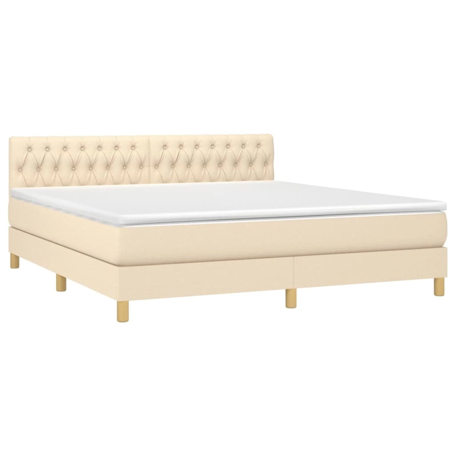 vidaXL Boxspringbett mit Matratze & LED Creme 180x200 cm Stoff 3133978 günstig online kaufen