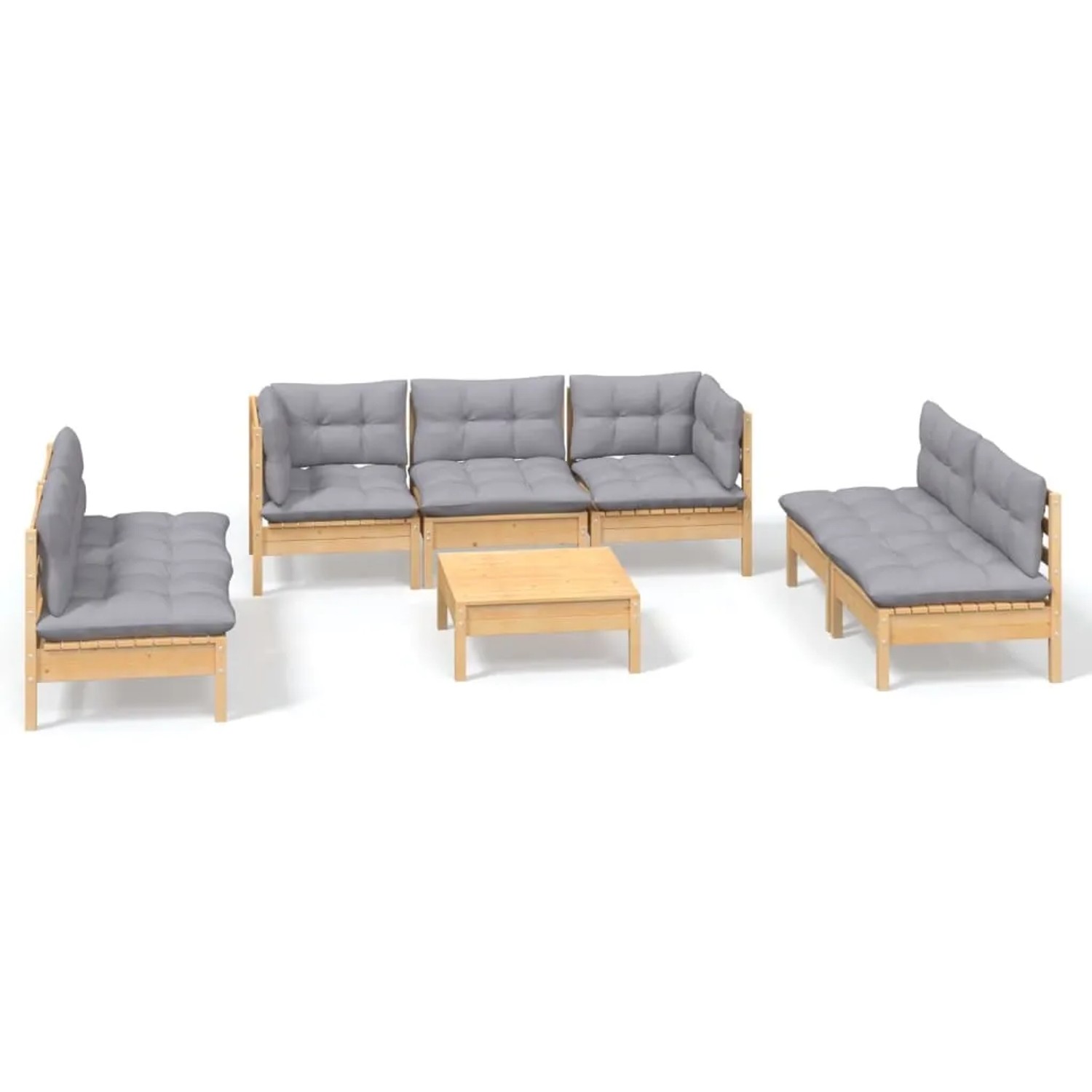 vidaXL 8-Tlg Garten-Lounge-Set mit Grauen Kissen Kiefer Massivholz 3096225 günstig online kaufen