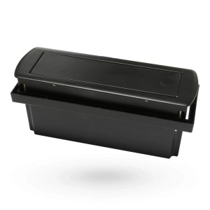 Schwarze SOTECH Einbausteckdose mit 2 USB- und 2 Schuko-Anschlüssen.