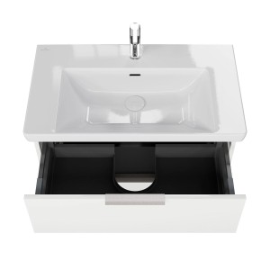 Steinkamp Waschtischunterschrank Living 2.0 mit Villeroy & Boch Subway 3.0 Waschtisch, schneeweiß glänzend.