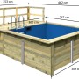 Karibu Holzpool Gr. 1 mit Terrasse, kesseldruckimprägniert, Innenhülle blau, Leiter und Sandfilter.