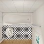 AICA Badewanne mit weißer Faltwand (3-teilig) für Rechtsmontage, 130x140cm.