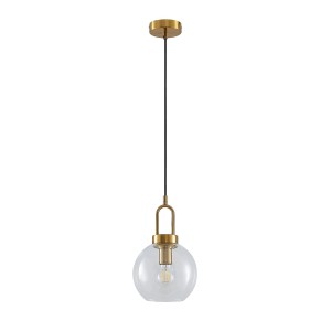 Lucande Pendelleuchte Nalian 9627673 Retro Vintage Antik in Gold Messing aus Glas 1-flammig E27 Wohnzimmerleuchte