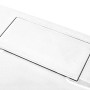 Detailaufnahme: Weiße, rechteckige Schulte Duschwanne ExpressPlus Extraflach mit Ablaufabdeckung.