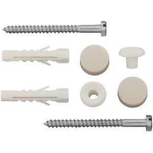 WC Befestigungsset 6 mm x 70 mm Pergamon mit Schrauben, Dübeln und Abdeckkappen.