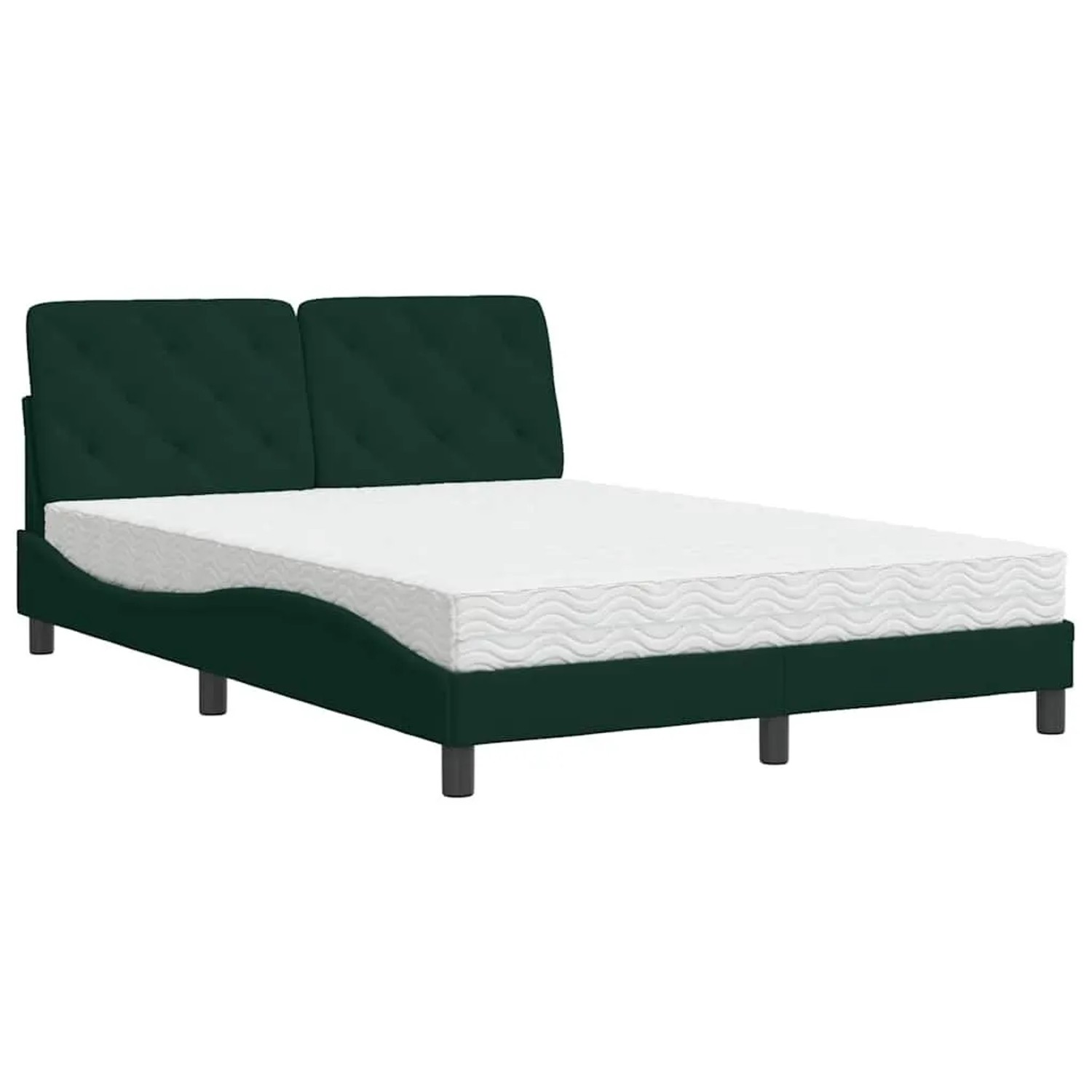 vidaXL Bett mit Matratze Dunkelgrün 140x200 cm Samt 3208661