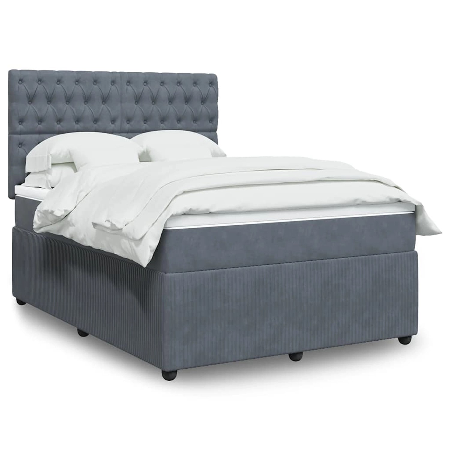 vidaXL Boxspringbett mit Matratze Dunkelgrau 140x190 cm Samt 3294641 günstig online kaufen