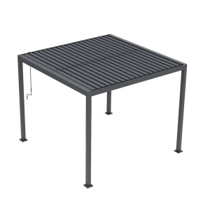 Anthrazitfarbene MWH Pergola Origin 88, 3x3m, mit verstellbarem Lamellendach aus Stahl für Garten & Terrasse.