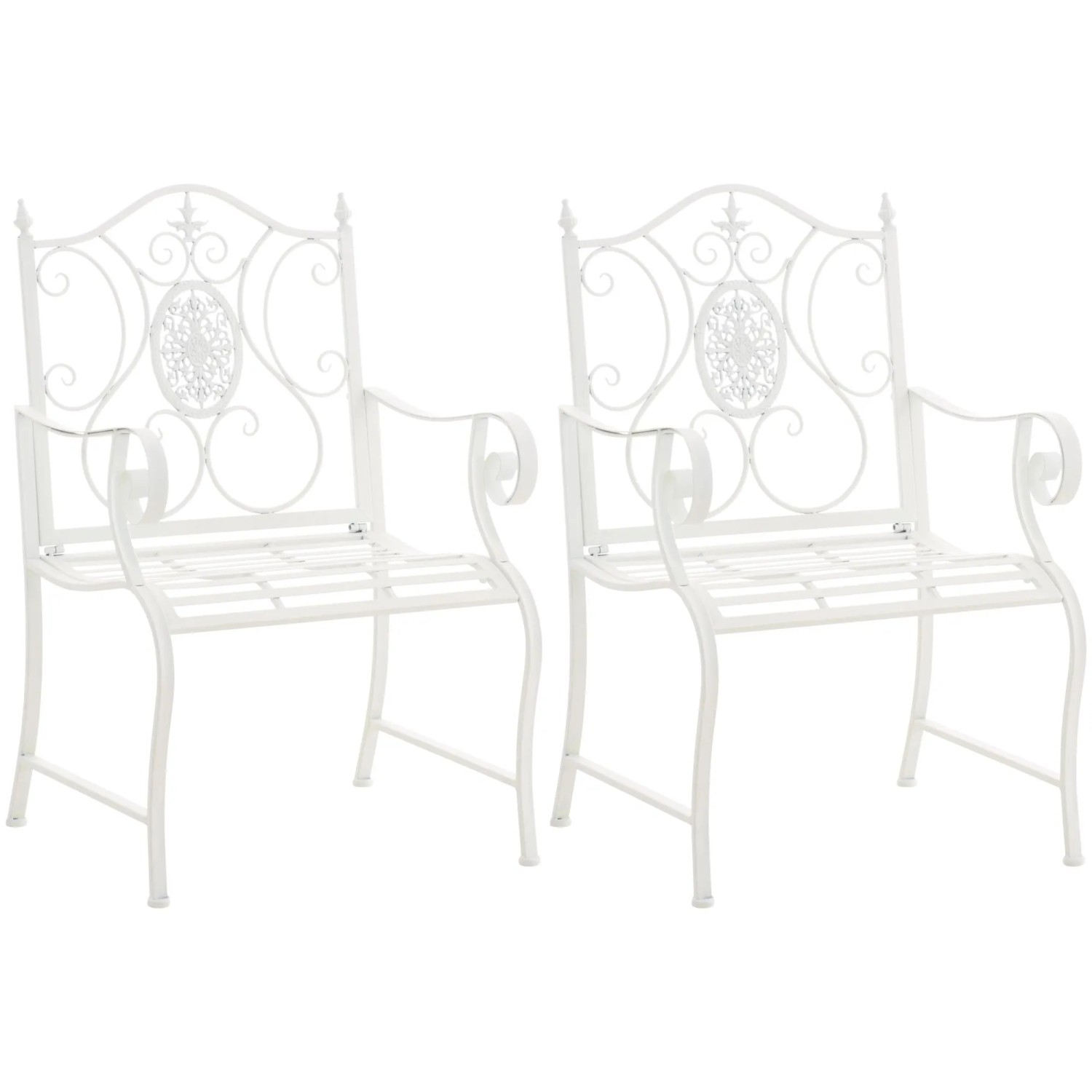 DELUKE 2er Set Gartenstühle AUSTIN Metall Weiß 62x53x94cm Balkonstuhl Terrasse Garten