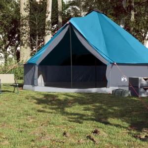 Blaues vidaXL Tipi-Familienzelt für 8 Personen, wasserdicht, ideal für Campingausflüge.