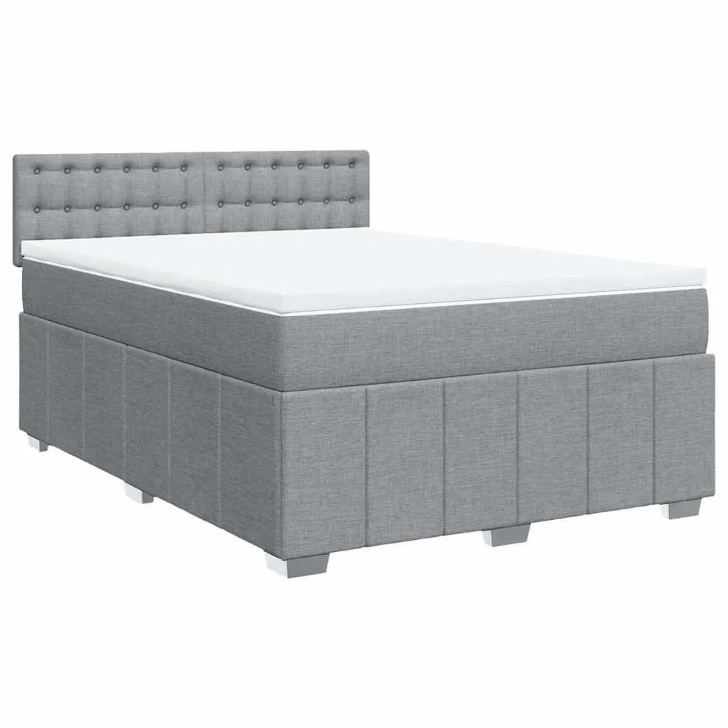 vidaXL Boxspringbett mit Matratze Hellgrau 140x200 cm Stoff 3287105