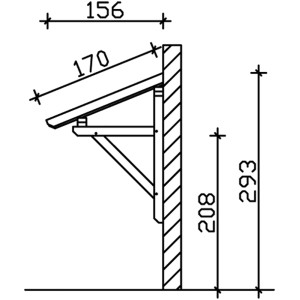 Technische Zeichnung: Skan Holz Haustürvordach Paderborn 1, Maße und Details der Konstruktion.
