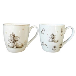 Zwei Jumbobecher Knuffi mit Hasenmotiven, creme, aus der Kategorie Geschirr.