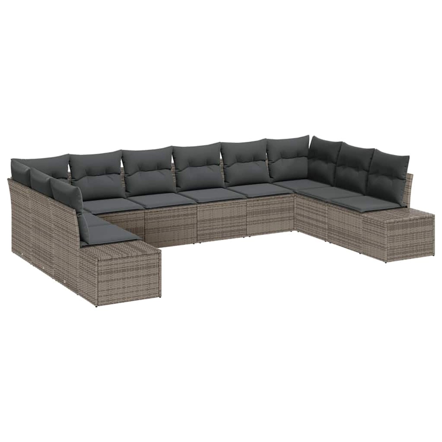 vidaXL 10-Tlg Garten-Sofagarnitur mit Kissen Grau Poly Rattan 3347239 günstig online kaufen