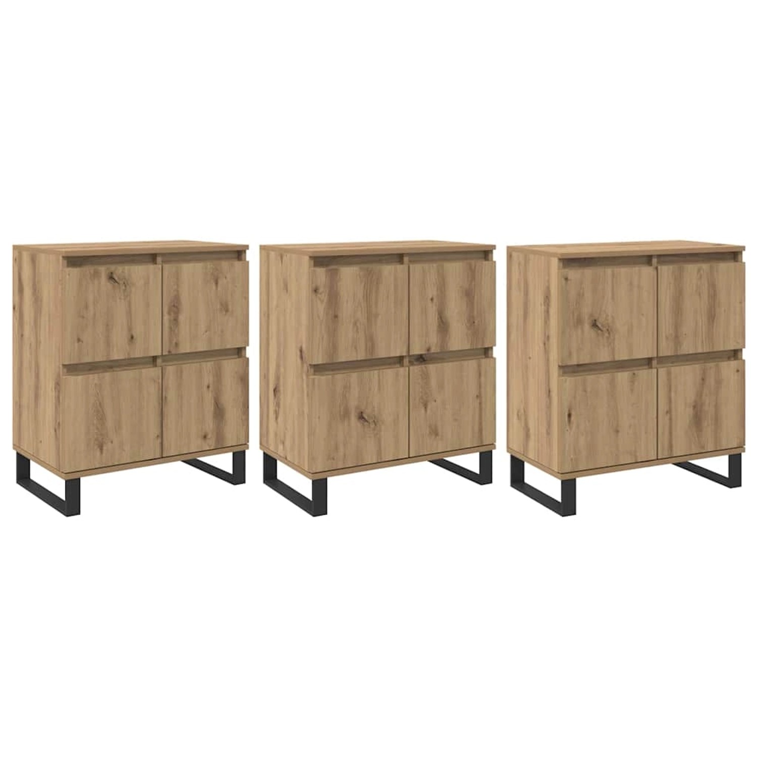 vidaXL Sideboards 3 Stk Artisan-Eiche 180 x 35 x 70 cm Holzwerkstoff 3394576