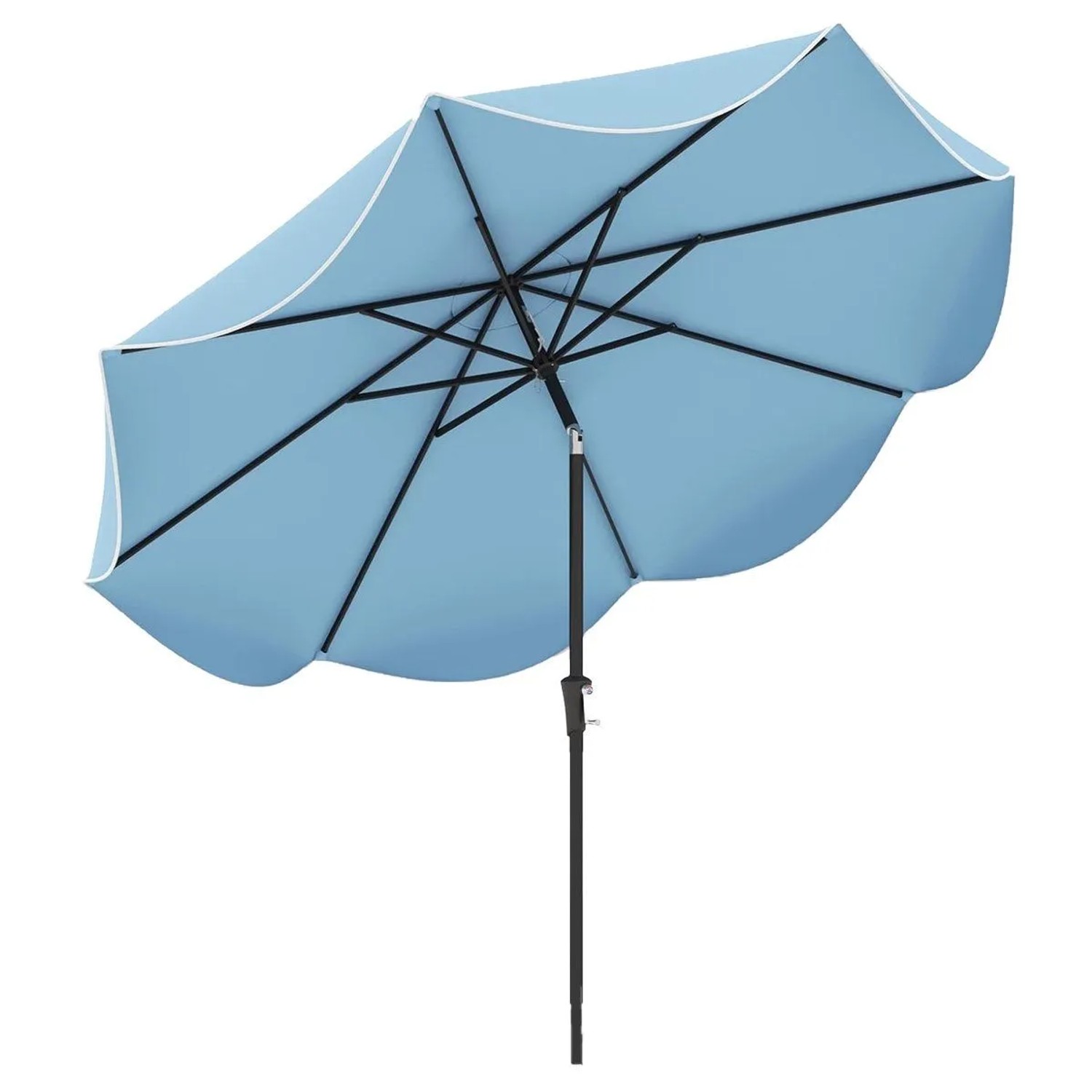 COSTWAY Sonnenschirm 270 cm Gartenschirm mit Kurbel und Volant Blau