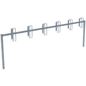 Feuerverzinkter Schake Fahrradständer Reihenparker zum Einbetonieren für 5 Fahrräder.