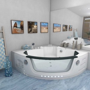 AquaVapore Eck-Whirlpool W05H-TH-SC, 140x140cm, mit Glasfront und Massagedüsen.