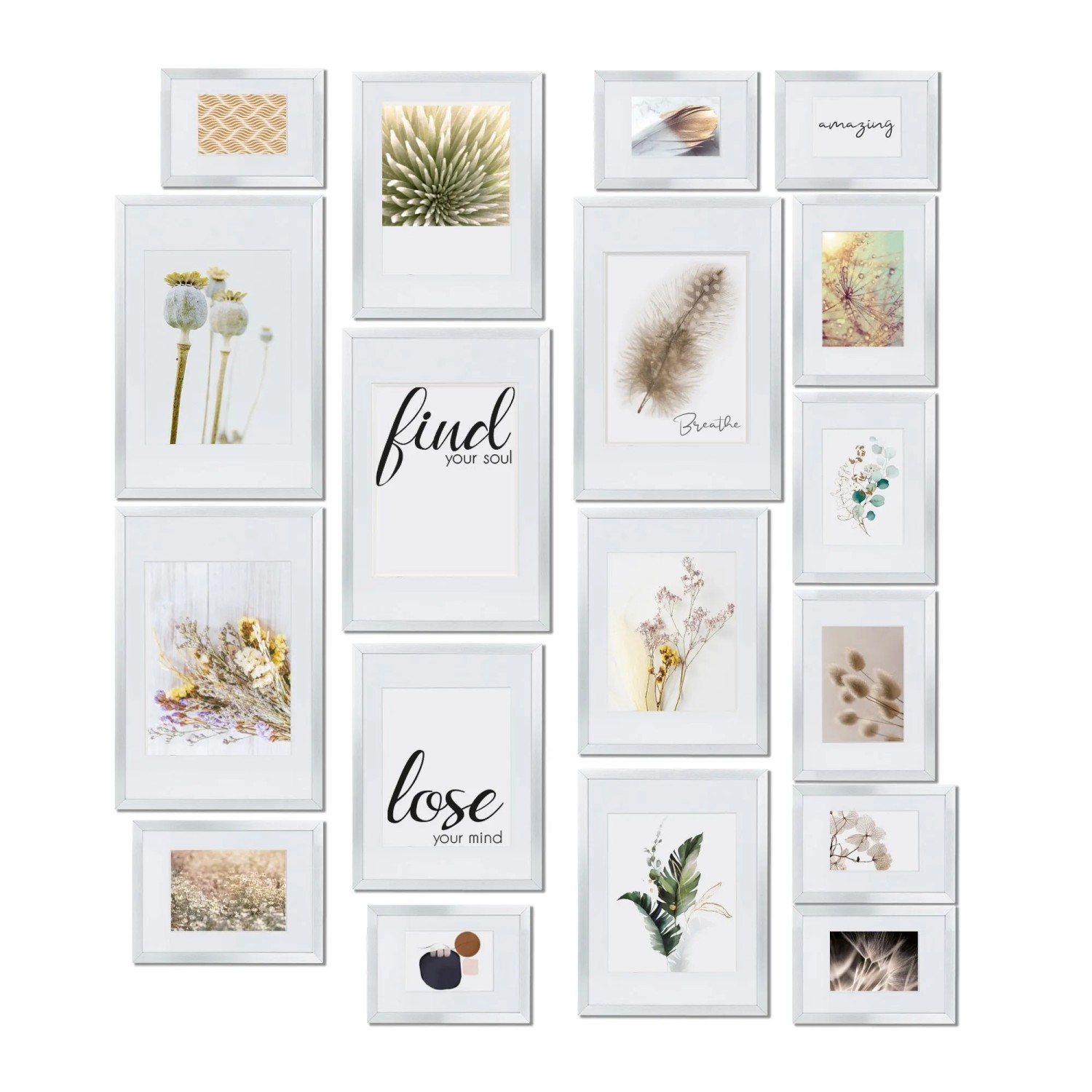 Bomoe Velvet Bilderrahmen Aluminium Silber 18tlg günstig online kaufen