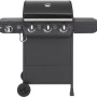 El Fuego Gasgrill Columbus mit 3 Brennern und Seitenkocher, grauer Grill mit Rädern.
