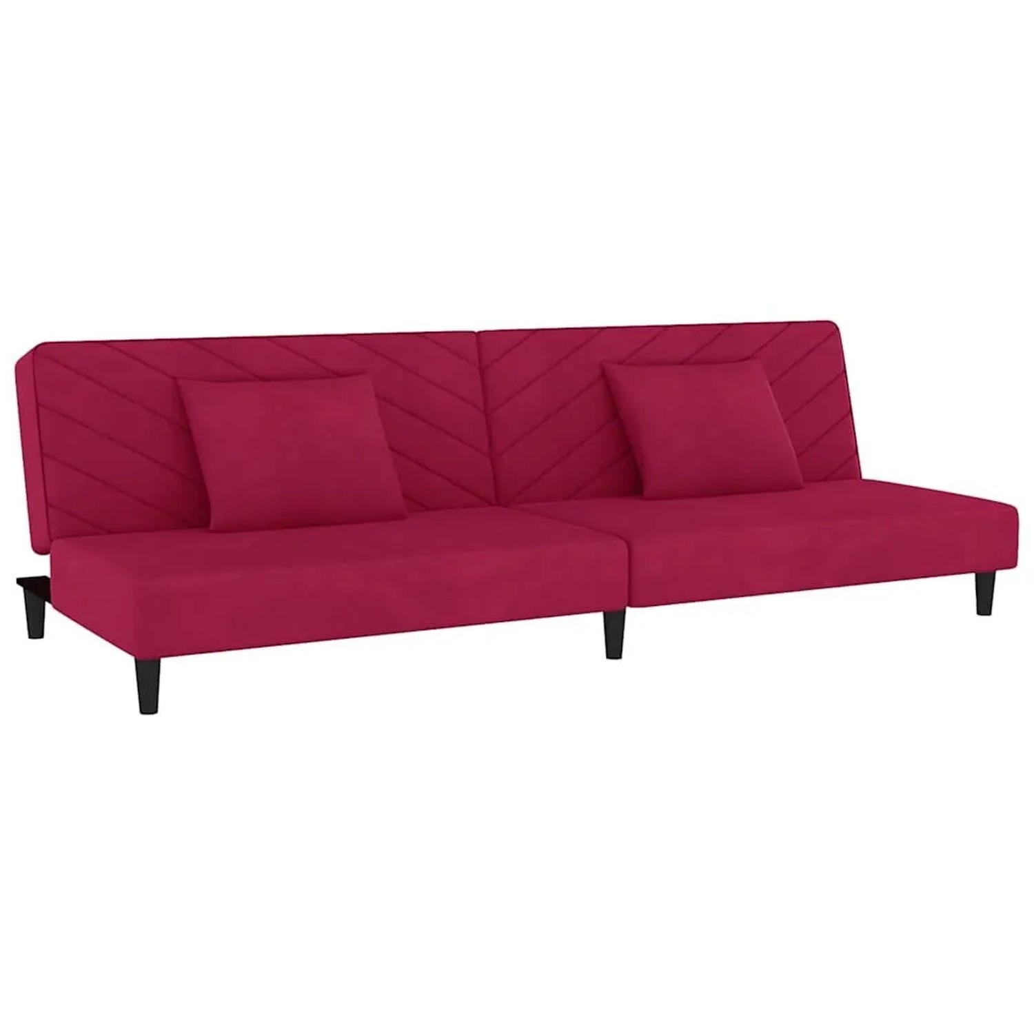 vidaXL Schlafsofa 2-Sitzer mit 2 Kissen Weinrot Samt 375914