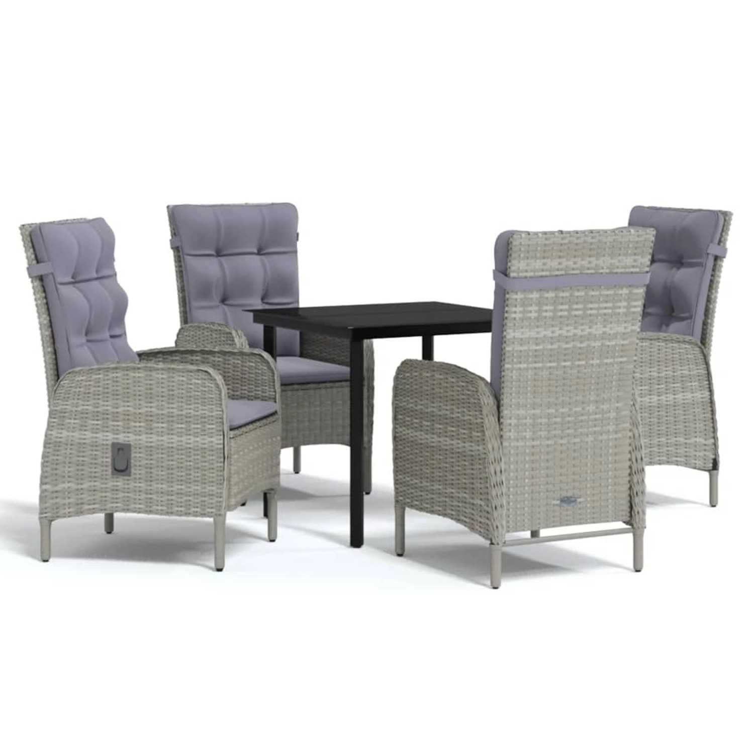 vidaXL 5-Tlg Garten-Essgruppe mit Kissen Grau und Schwarz 3099360 günstig online kaufen