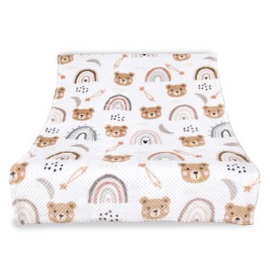 Bestlivings Kuscheldecke Cashmere Dots Kids Bär mit Bären- und Regenbogenmuster.
