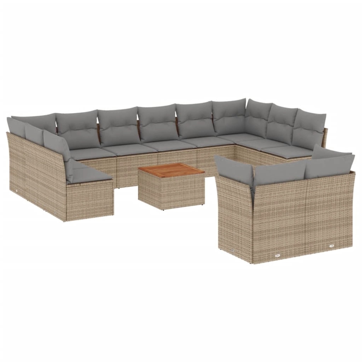 vidaXL 13-Tlg Garten-Sofagarnitur mit Kissen Beige Poly Rattan 3223917 günstig online kaufen