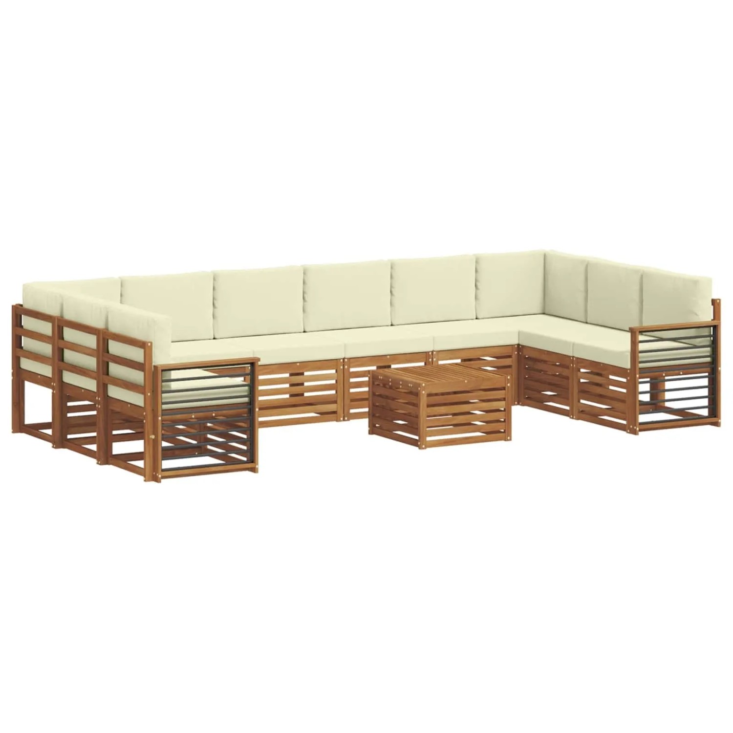 vidaXL Sofagarnituren 11 Tlg Natur und Creme Massivholz Akazie 3375610