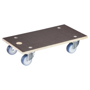 Wagner Transporthilfe mit Holzplatte, 400 kg Tragkraft und vier Rollen.