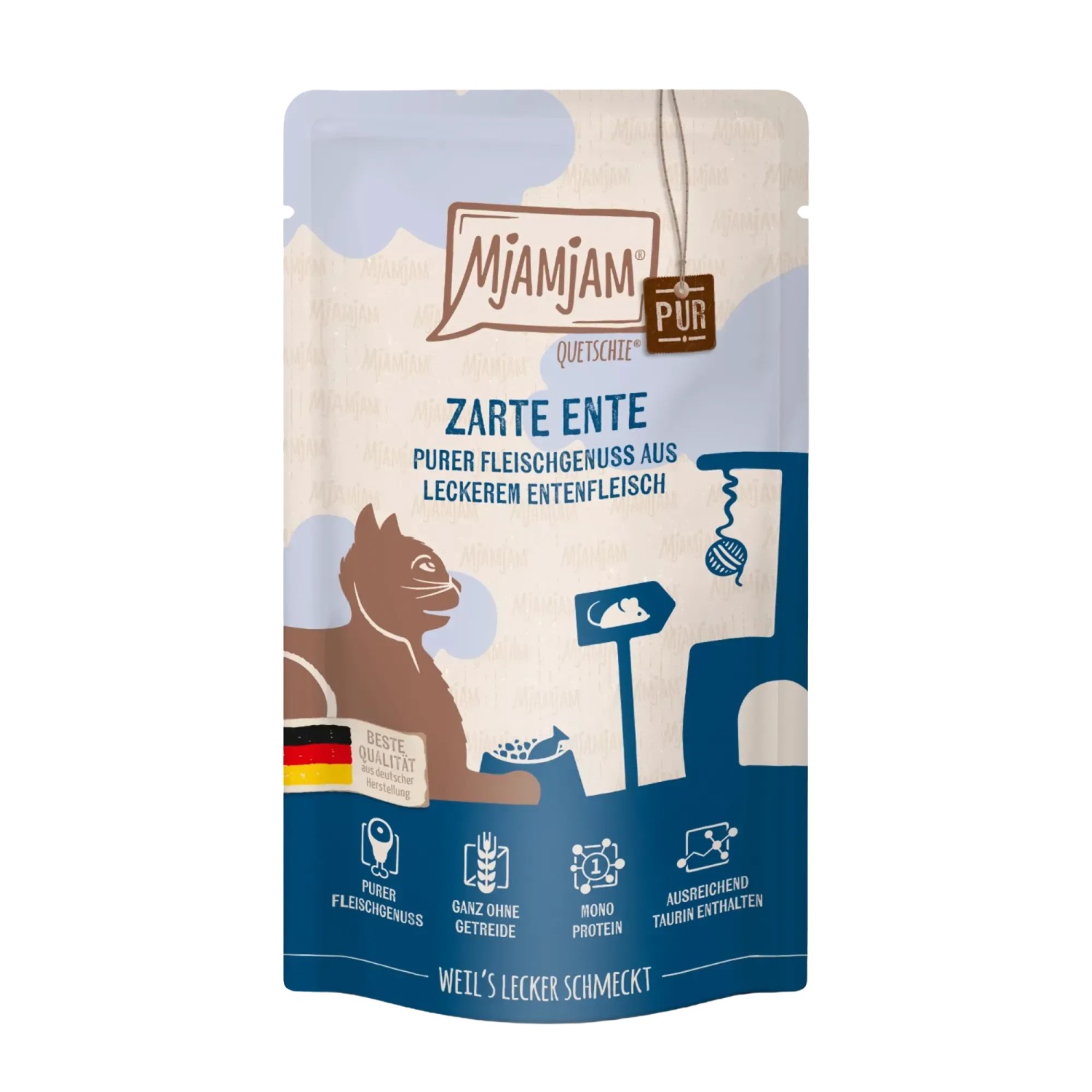 Mjamjam Katzen-Nassfutter Quetschie purer Fleischgenuss zarte Ente pur 125 g