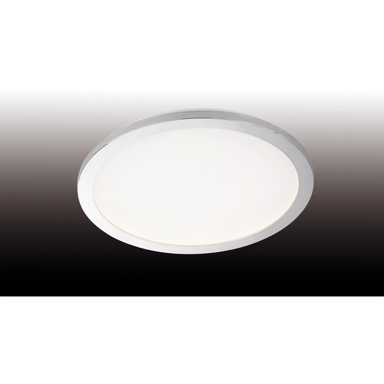Runde LED-Deckenleuchte Gotland von Fischer & Honsel, weiß-chrom, 20 W, 2600 lm.