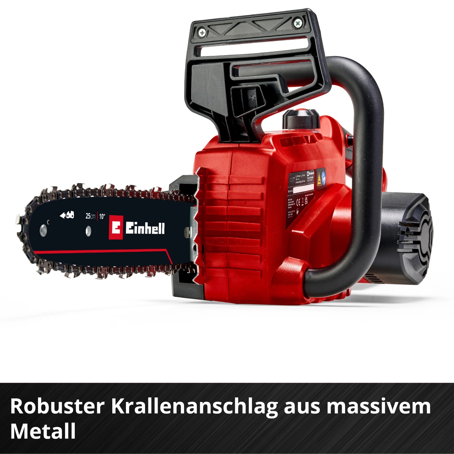 Einhell Akku-Kettensäge GE-LC 18/25 Li Solo, rot/schwarz. Kompakte Akku-Kettensäge für Gartenarbeiten.